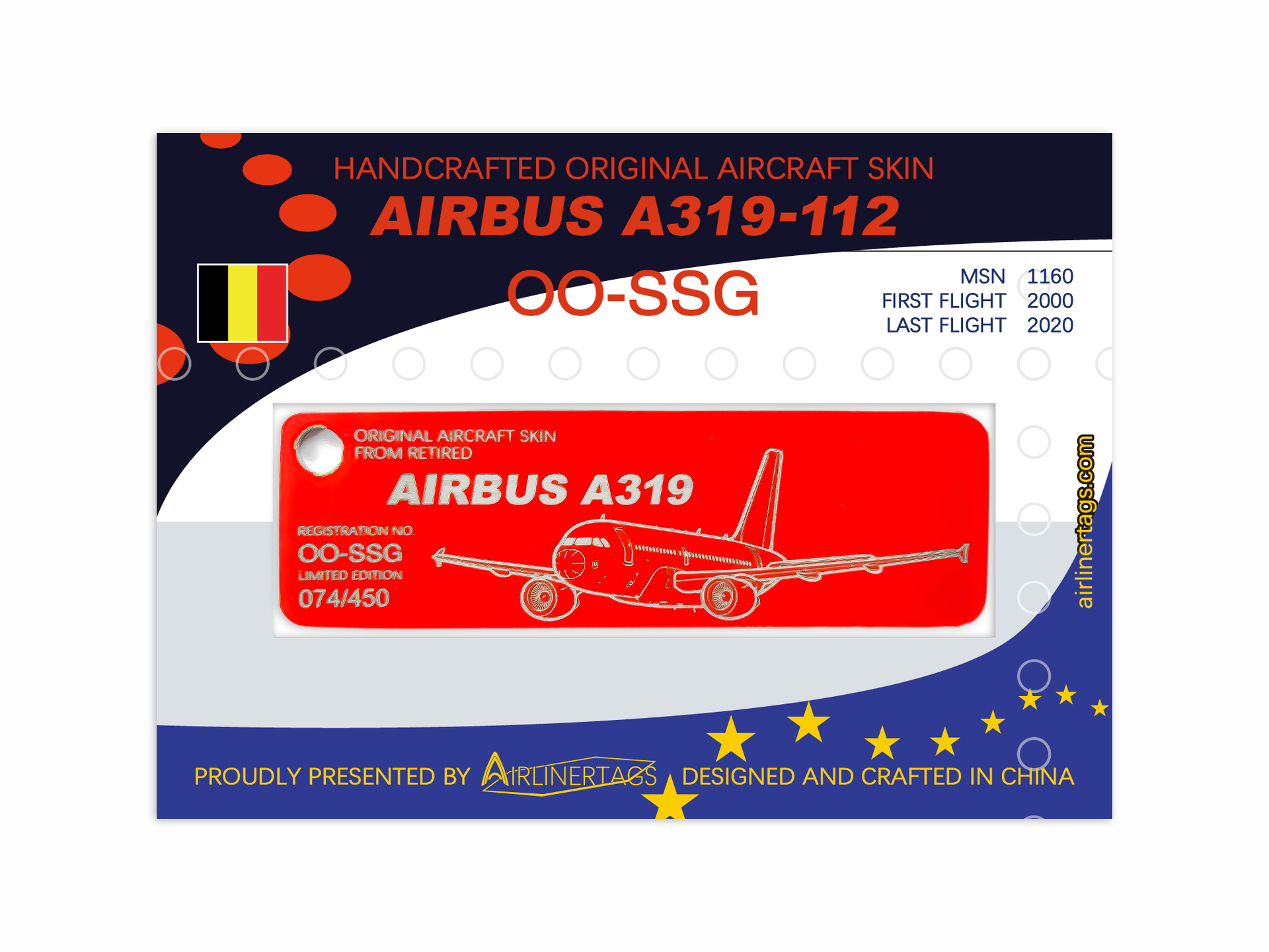 チェコ航空 Aviationtag A319-100 赤色 Airbus A319-100 ex-OO-SSG --- Airlinertags
